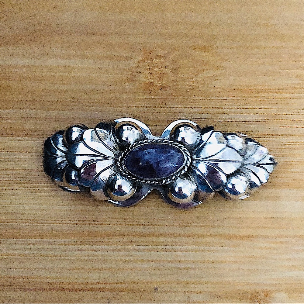 $98  Large Vintage Estate Brooch  Sterling Silver  Marked MEXICO SILVER